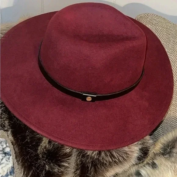 ALL SAINTS Designer Women’s Wool Logo Rivet Lux Fedora Wide Brim Hat - Picture 8 of 15